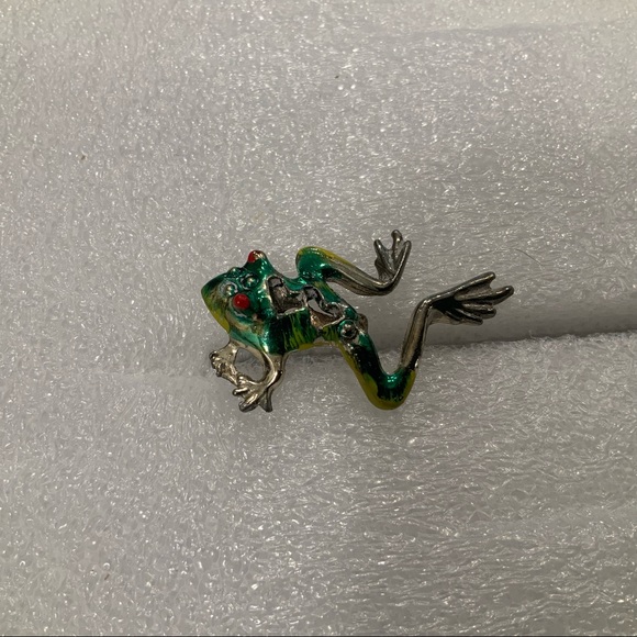 VINTAGE 70s FROG SCATTER PIN / BROOCH METAL ENAMEL - Picture 4 of 5